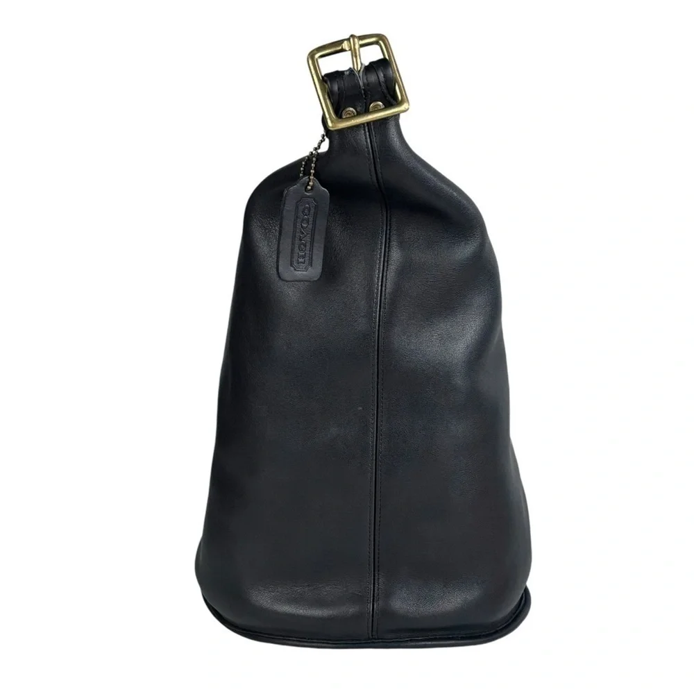 COACH VINTAGE 80S EXTRA LARGE BLACK GLOVETAN LEATHER CLASSIC DUFFLE SAC FEED BAG
